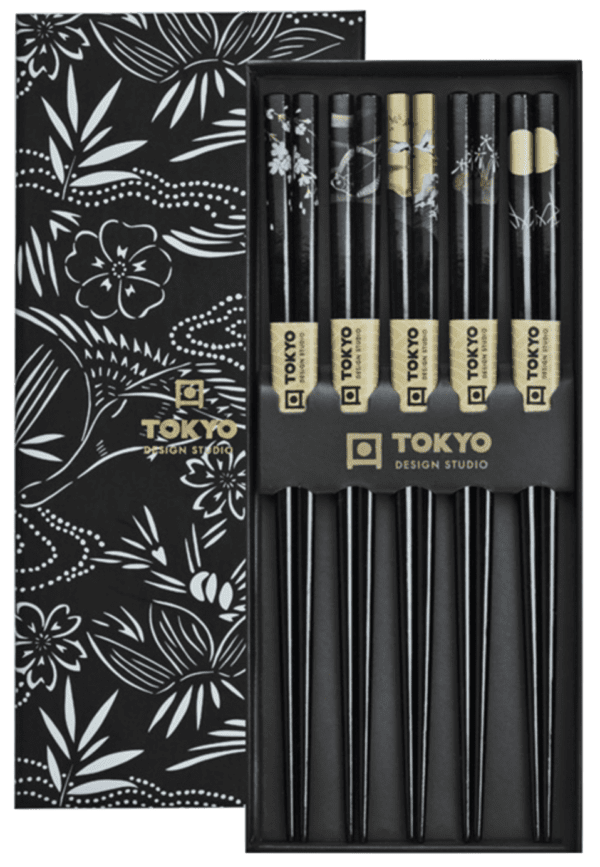 TOKYO DESIGN - SET DE 5 PAIRES DE BAGUETTES NOIRES